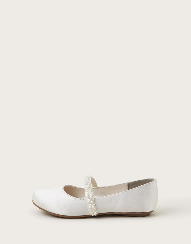 Pearl Strap Ballet Flats, Ivory (IVORY), large