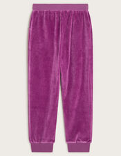 Embroidered Velour Sweatpants, Purple (PURPLE), large