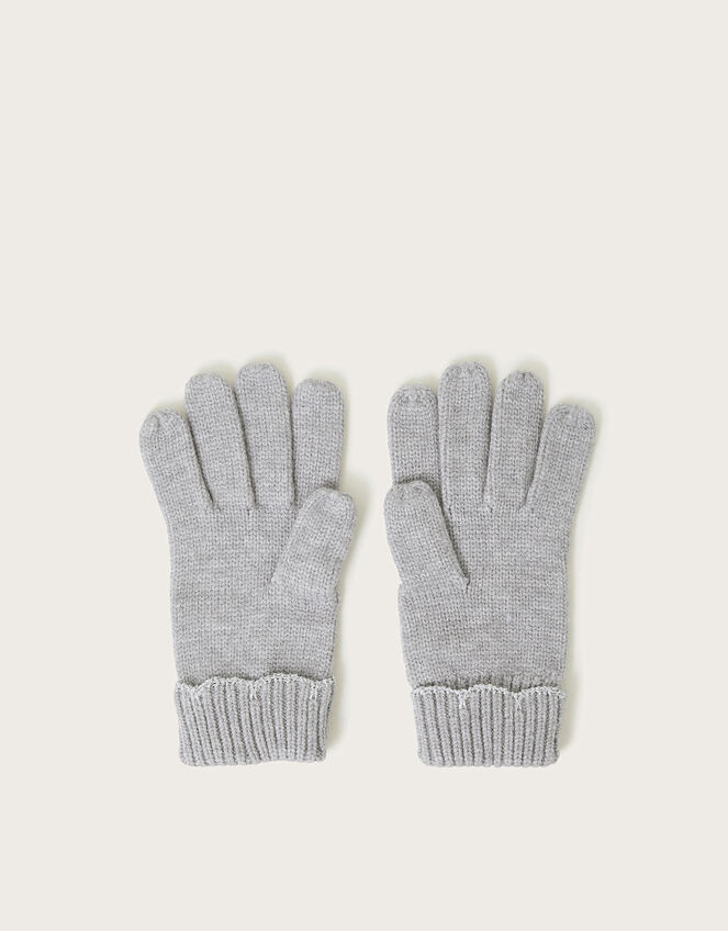 Rosa Scallop Trim Gloves, Gray (GREY), large