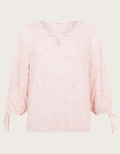 Ivy Floral Embroidered Blouse, Pink (SOFT PINK), large