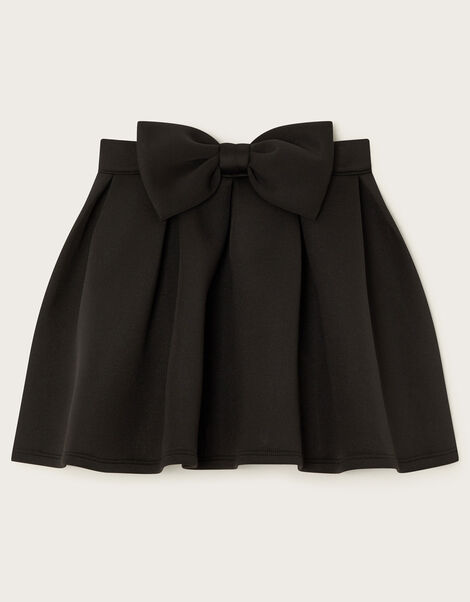 Scuba Bow Pleated Skirt , Black (BLACK), large