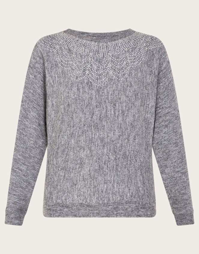 Evie Embellished Jumper, Grey (CHARCOAL), large