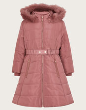 Aline Longline Padded Coat, Pink (PINK), large