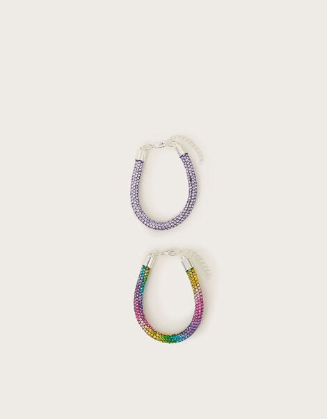 2-Pack Diamante Tube Bracelets, , large