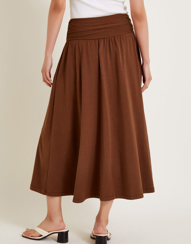 Jourdana Jersey Midi Skirt, Brown (BROWN), large