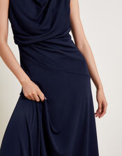 Debra Drape Jersey Dress, Blue (NAVY), large