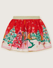 Christmas Scene Skirt, Red (RED), large