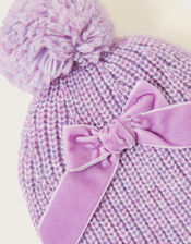 Bow Beanie, Purple (LILAC), large