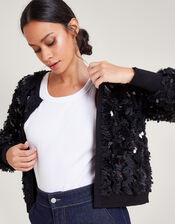 Sienna Sequin Cardigan, Black (BLACK), large