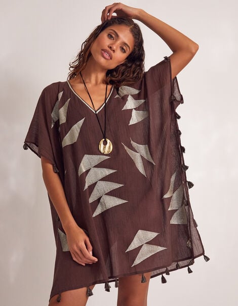 Patti Embroidered Kaftan, Brown (BROWN), large