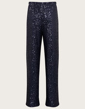 All-Over Sequin Trousers, Blue (NAVY), large