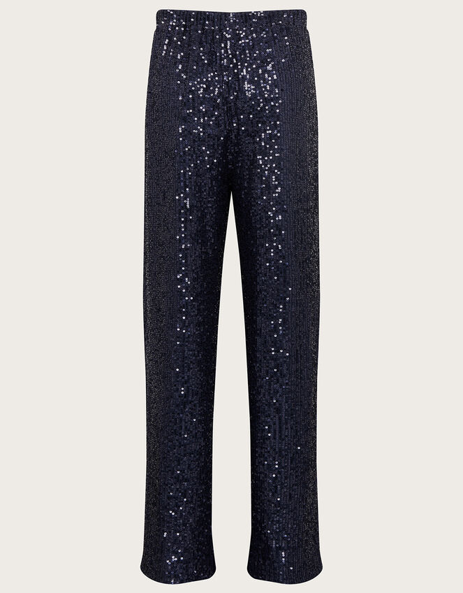 All-Over Sequin Trousers, Blue (NAVY), large