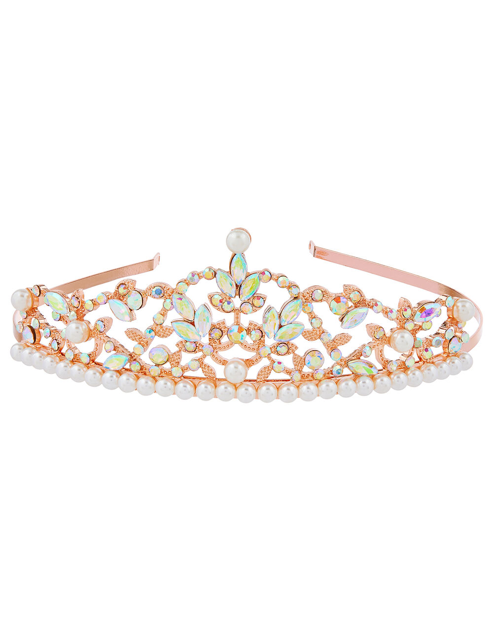 Arianna Floral Pearl and Crystal Statement Tiara AR749