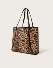 Mava Leopard Print Faux Leather Tote Bag, , large