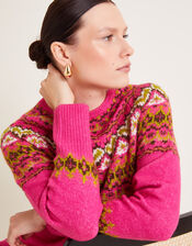 Fern Fair Isle Jumper, Pink (PINK), large