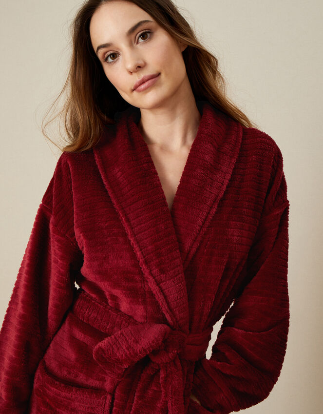 Textured Fluffy Robe Red | Robes And Dressing Gowns | Monsoon Global.
