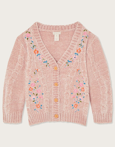 Boutique Chenille Embroidered Cardigan, Pink (PINK), large