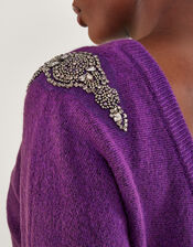 Emma Embellished Shoulder Jumper, Purple (PURPLE), large