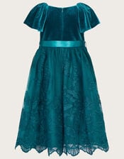 May Velvet Lace Butterfly Dress, Teal (TEAL), large