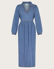 Wilma Long Sleeve Denim Midi Dress, Blue (DENIM BLUE), large