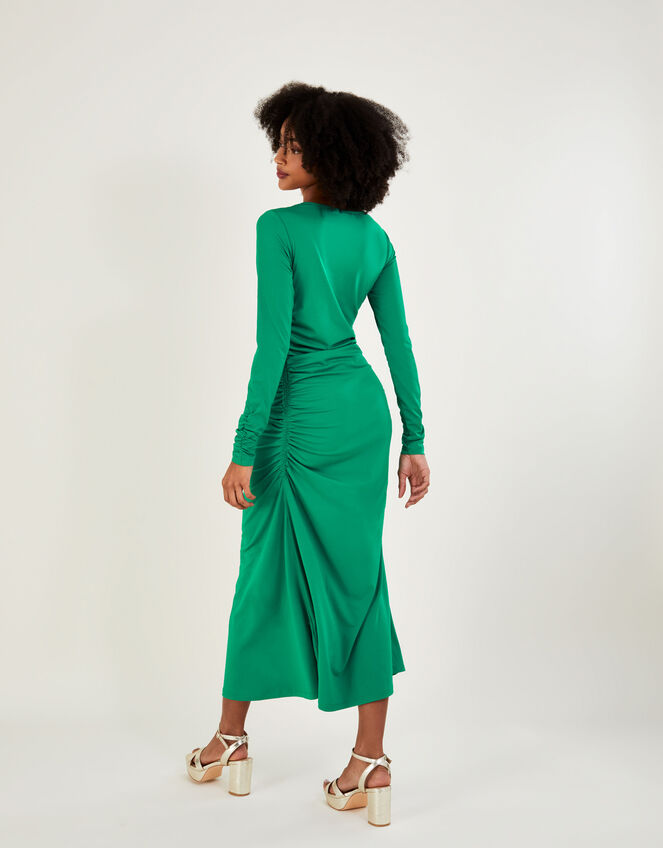 Ruched Jersey Dress Green, Midi Dresses