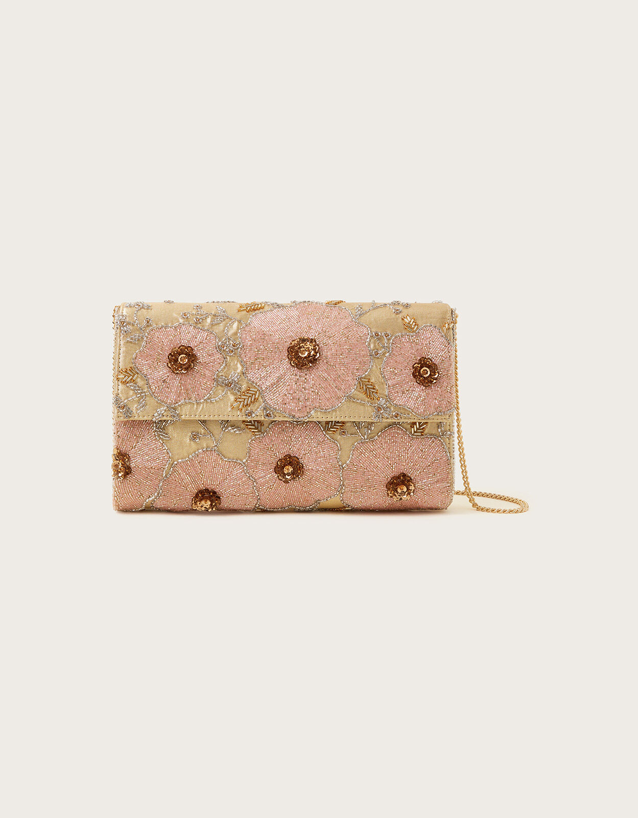NEW MONSOON ACCESSORIZE Embellished Beaded Clutch Evening Bag RRP £38 |  Embellished clutch bags, Pink gem, Beaded clutch