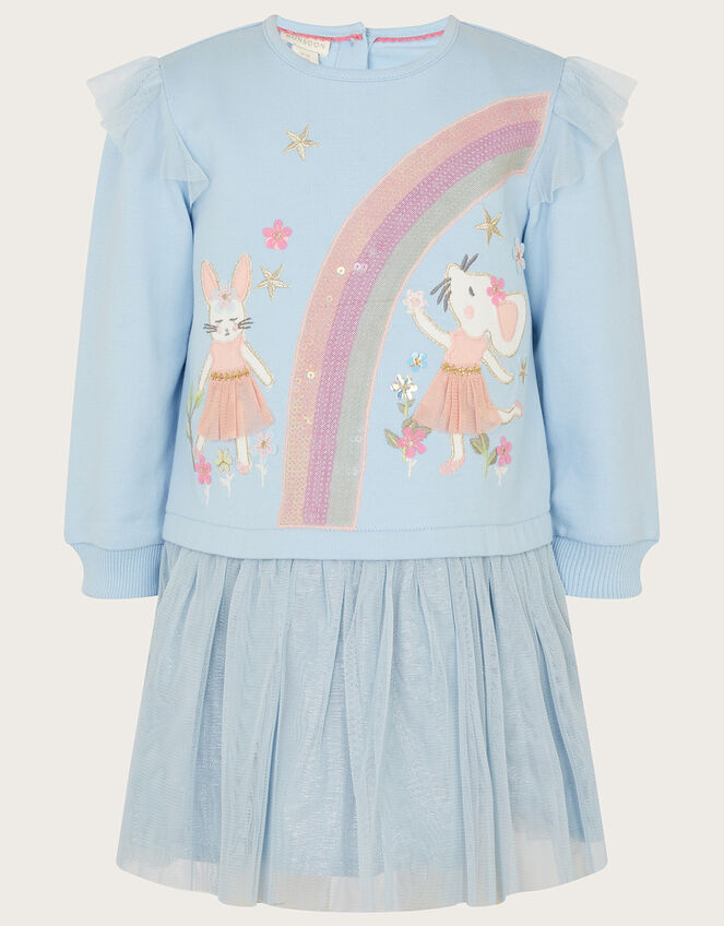 Baby Mice Rainbow Sweater Dress, Blue (BLUE), large