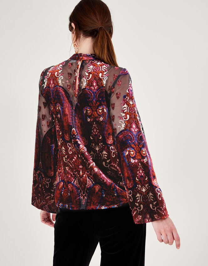 Peri Paisley Devore Top, Black (BLACK), large