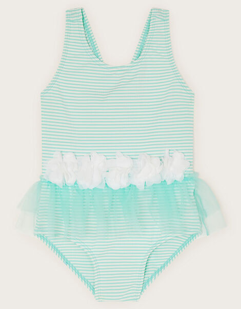 Baby Seersucker Stripe Tutu Swimsuit, Green (MINT), large