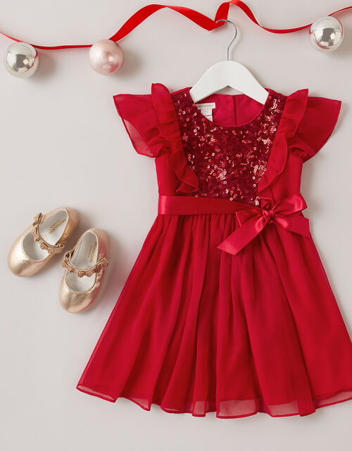 Baby Sequin Chiffon Dress Red Baby Girl Dresses Monsoon Global