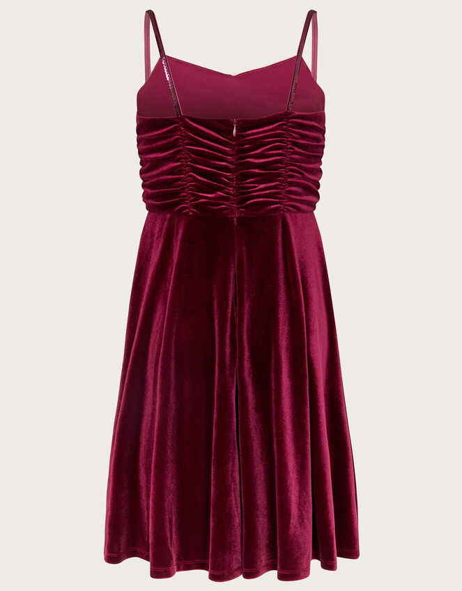 Velvet Ruched Strappy Prom Dress, BURGANDY, large