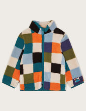 Checkered Zipper Fleece Jacket, Multi (MULTI), large