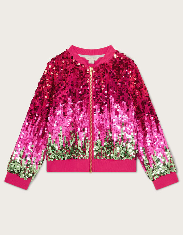 Bright Sequin Bomber Jacket, Pink (PINK), large