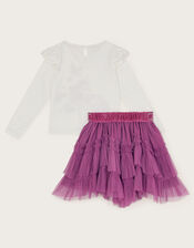 Unicorn Top and Disco Skirt Set, Purple (PURPLE), large