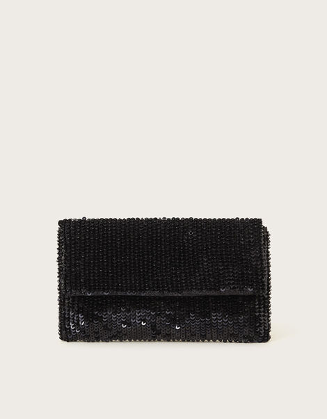 Sofia Sequin Clutch Bag, Black (BLACK), large