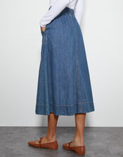 Harper A-Line Denim Midi Skirt, Blue (DENIM BLUE), large