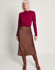 Suri Satin Skirt, Brown (BROWN), large