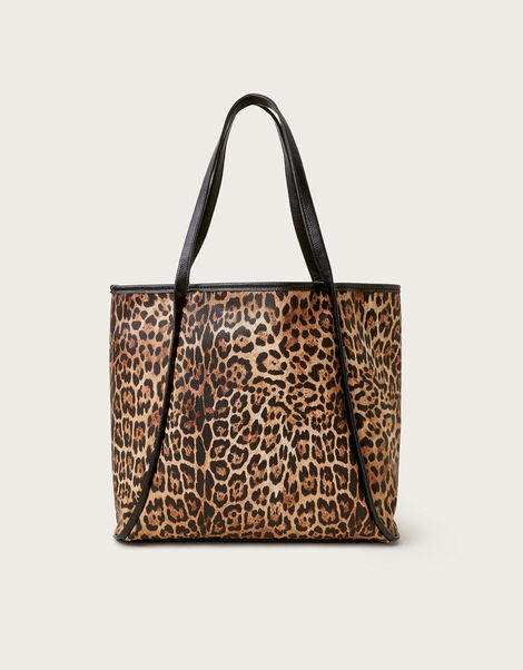 Mava Leopard Print Faux Leather Tote Bag, , large