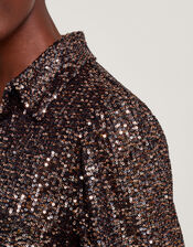 Megan Sequin Shirt, Bronze (SILVER), large