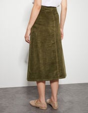 Malika Corduroy Midi Skirt, Green (OLIVE), large