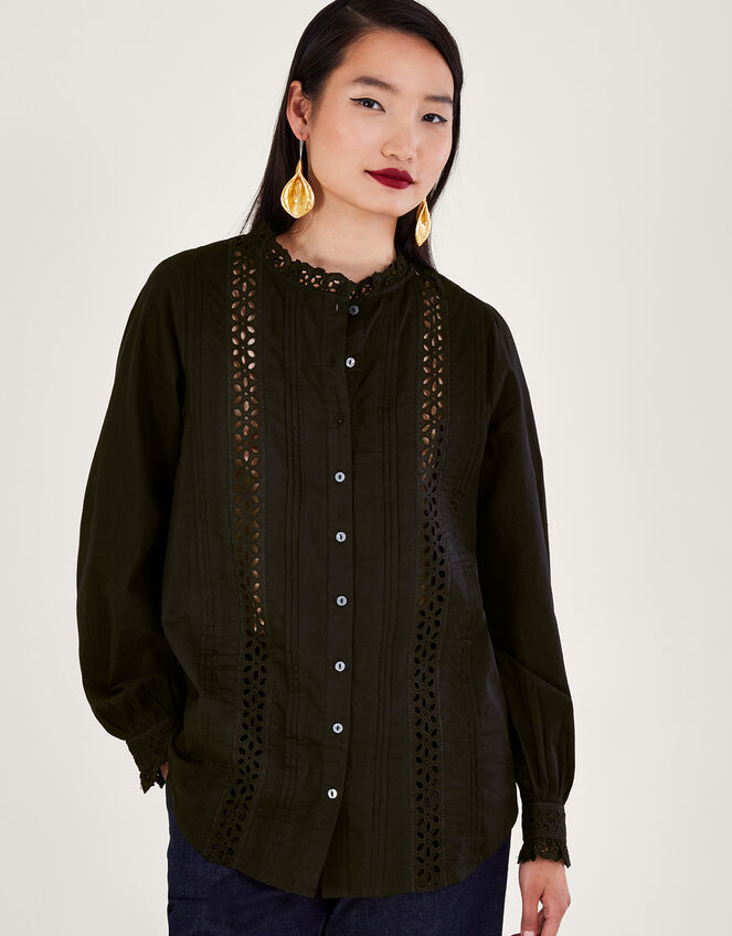 Broderie Shirt, Black (BLACK), large