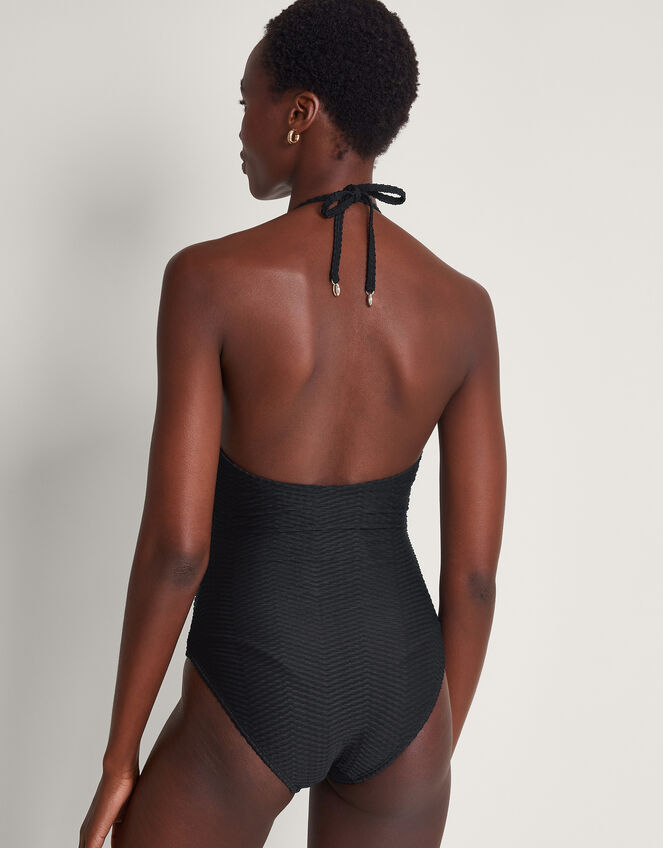 Una Scallop Swimsuit, Black (BLACK), large