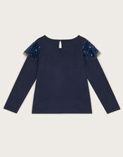 Long Sleeve Unicorn Top, Blue (NAVY), large