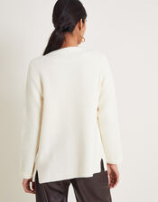 Tabby Textured Open Front Cardigan, Ivory (IVORY), large