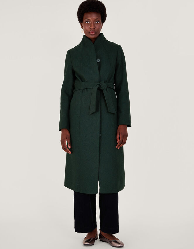 Saskia Belted Coat, Green (GREEN), large