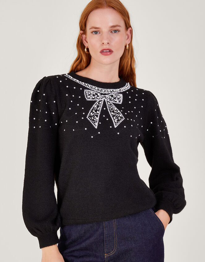 Betsy Bow Jumper , Black (BLACK), large