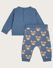 Newborn Bear Sweatshirt and Joggers Set, Blue (BLUE), large