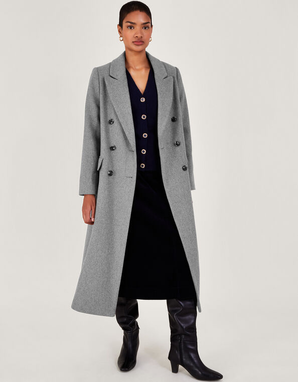 Fay Double Breasted Coat, Gray (GREY), large
