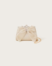 Bow Detail Textured Frame Bag, , large