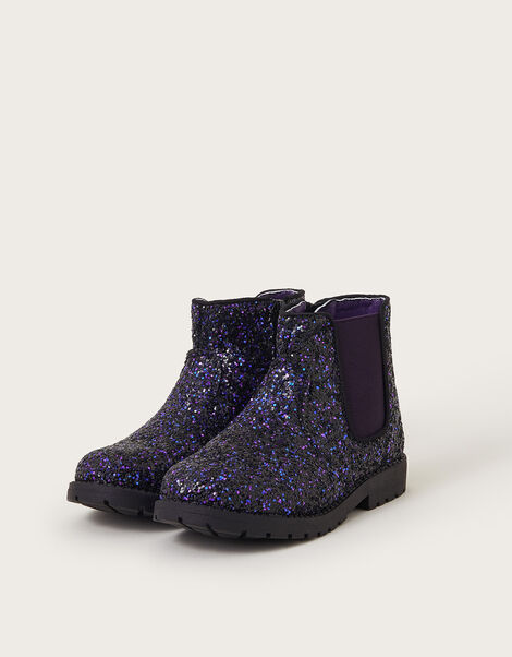 Glitter Chelsea Boots, Purple (PURPLE), large